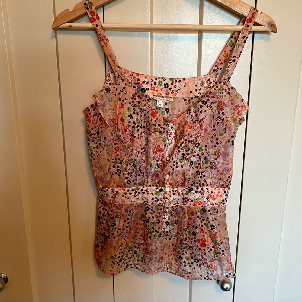 7 For All Mankind Pink Floral Print Sleeveless Top